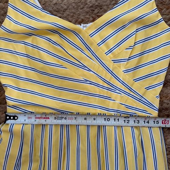 Talbots Size 8 Yellow & Blue Striped Cotton Fit & Flare Dress - Picture 7 of 8